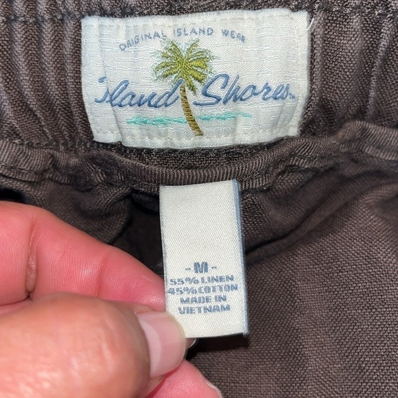 Island Shores Women’s SZ M Brown Cotton/Linen Blend Flat Front Drawstring Shorts - Picture 7 of 8